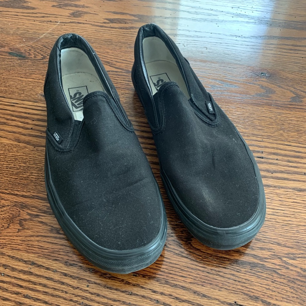 Vans black slip on shoes